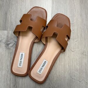 Steve Madden Tan Slide Sandals
